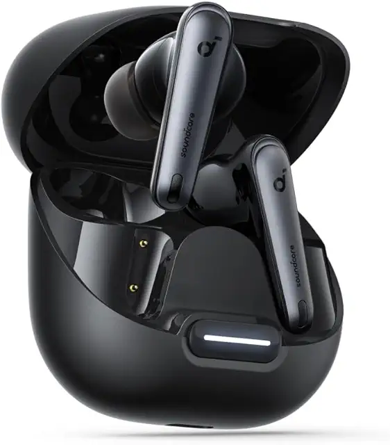 soundcore by Anker Liberty 4 NC Adaptive Noise Cancelling Earbuds, 98.5% Noise Reduction to Ears and Environment, Hi-Res Sound, 50H Battery, Wireless Charging, Bluetooth 5.3 | Adaptive ANC reduces 98.5% noise, Hi-Res sound, 50H battery, wireless charging, Bluetooth 5.3, comfortable fit