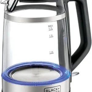 BLACK+DECKER Digital Kettle, 2200W, 1.7L, Touch Screen, Double Wall Design, 6 Preset Temps, 30-Min Keep Warm, LED Display, Auto Shut-Off, Boil-Dry Protection, Cool-Touch Exterior, Black - GK220-B5