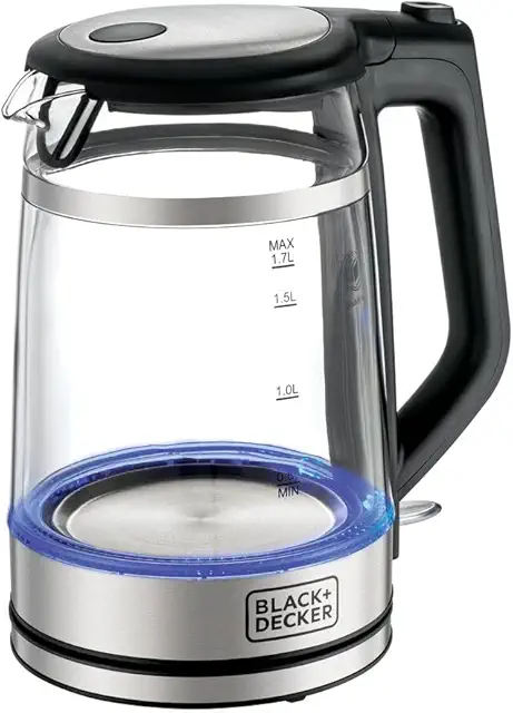 BLACK+DECKER Digital Kettle, 2200W, 1.7L, Touch Screen, Double Wall Design, 6 Preset Temps, 30-Min Keep Warm, LED Display, Auto Shut-Off, Boil-Dry Protection, Cool-Touch Exterior, Black - GK220-B5