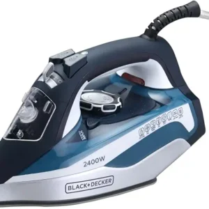 BLACK+DECKER Steam Iron, 2400W Power, 380ml Water Tank, Ceramic-Coated Soleplate, Anti-Drip, Anti-Calc, Auto Shutoff, Vertical, Self-Clean, Steam Burst, 35g/min Continuous, Blue - X2150-B5