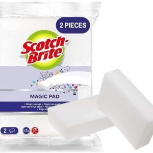 Scotch-Brite Easy Erasing Pad, 2 units/pack Magic Sponge Eraser Pad Easily removes stains, Erase away scuff marks and smudges Walls Doors Windows | Floors
