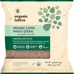 Organic Tattva Organic Cumin Seeds Jeera 200g | Certified Organic | Rich Aroma | Cold Cleaned | Gluten Free | For Tadka Dal and Spice Blends