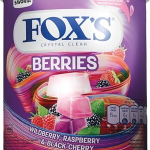 FOX'S Crystal Clear Berries Candy Tin 170g – Assorted Berry Flavored Hard Candy (Wildberry, Raspberry & Black cherry), Long-Lasting Sweet Treat, Ideal for Sharing, Gifting & Travel, Halal Certified
