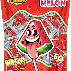 Torpedo Watermelon Lollipop Candy – Pack of 50 Pcs, 14g Each – Juicy Fruity Hard Candy Pops, Individually Wrapped Bulk Sweets for Kids, Party Favors & Fun Snacks