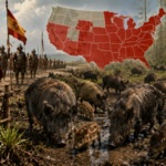 Spanish explorers brought pigs to America for food in the 1500s; today, millions of feral swine roam at least 35 US states