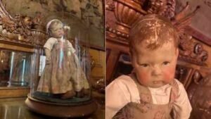 A Washington family seated a Victorian doll named Michael at dinner whenever 13 guests arrived; today, the house is a museum preserving their unusual tradition