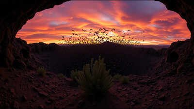 More than 1 million bats emerge from CNN founder Ted Turner's New Mexico ranch; ancient lava tubes shelter one of North America's largest bat populations