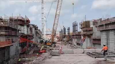 Michigan's $3.219 billion Soo Locks project has reached 50% of its final phase, on track for completion by 2030; crews will use 400,000 cubic yards of concrete, enough for a sidewalk from Sault Ste. Marie to Orlando