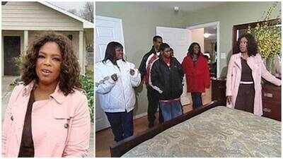 In 2005, Oprah Winfrey committed $10 million to help build Houston's Angel Lane for hurricane evacuees; 65 furnished homes followed, and eight years after families moved in, a long-promised community center finally opened