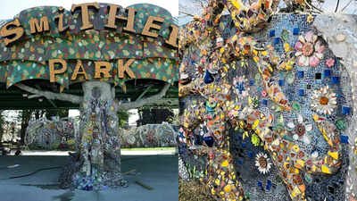 In 2010, artists began turning a vacant Houston lot into a park using broken dishes, bottle caps, shells, keys and discarded tiles; 16 years later, more than 300 artists have filled it with a 400-foot mosaic wall and free public art